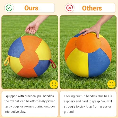 10/18/22" Herding Ball for Dogs & Horses - Tear-Resistant Inflatable Toy with Heavy-Duty Handle Cover & Pump - Durable Exercise Ball for Large Pets (Medium)