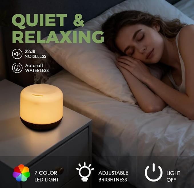 500ML Aromatherapy Essential Oil Home Diffuser with Remote Control, Large Room Cool Mist Air Humidifier for Relaxing Atmosphere in Home Office Bedroom