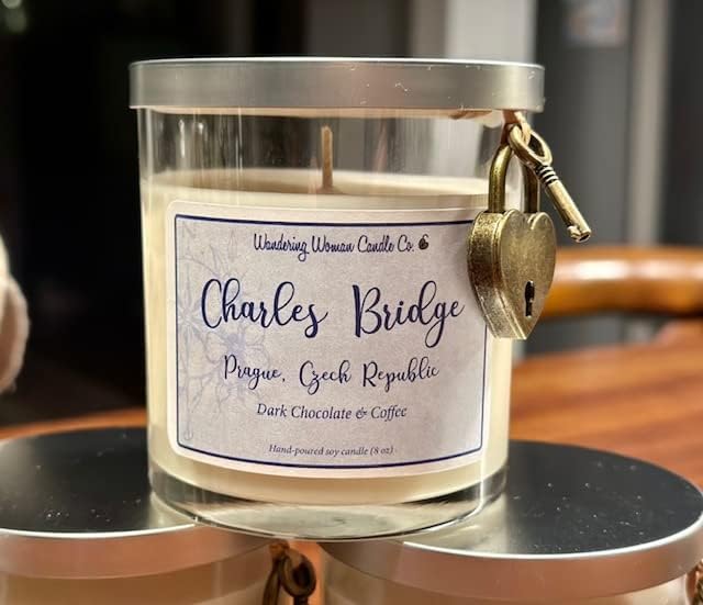 Wandering Woman Candle Company 8 oz Soy Wax Candle (Charles Bridge, Prague: Dark Chocolate & Coffee)