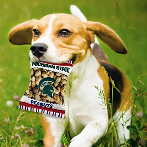 Pets First NCAA Michigan State Spartans Crinkle FINE Plush Dog & CAT Squeak Toy - Cutest Stadium Peanuts Snack Plush Toy for Dogs & Cats with Inner Squeaker & Beautiful Baseball Team Name/Logo