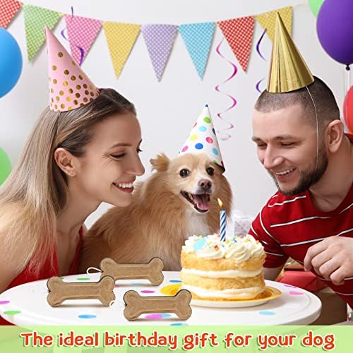 Deekin 3 Pcs Leather Dog Toy 6 Inch Bone Chew Toys with Rope Handle