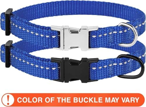 Reflective Dog Collar, Quick-Release Buckle (Blue, 7-11 Inch)