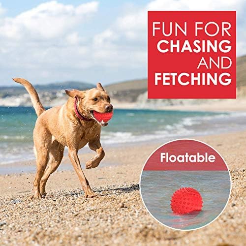 petizer Indestructible 4inch Squeaky Red Dog Balls for Aggressive Chewers, Relieve Anxiety, Interactive Dog Toy, Floatable Rubber Ball for Large Dogs, Indoor, Outdoor, Waterproof