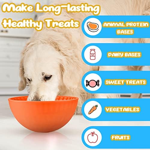 Patelai 4 Pcs Dog Enrichment Lick Bowls, Interactive Dog Slow Licking Feeder Bowl, Boredom Anxiety Eliminate, Mat Wobble Silicone Freeze Feeder for Pet Oral Health for Calming Toy, 4 Colors
