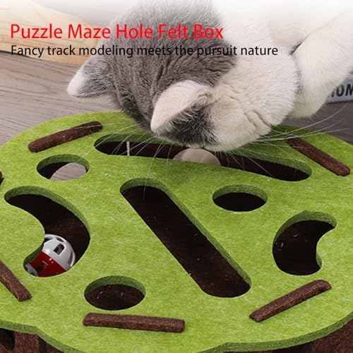 ANIS・KEBBR Interactive Cat Scratch Puzzle Box Felt Maze Enrichment Self Play Toy for Indoor Kittens