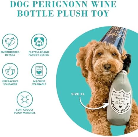 Haute Diggity Dog Perignonn Champagne Plush Dog Toy, Wine Parody Chew Toys