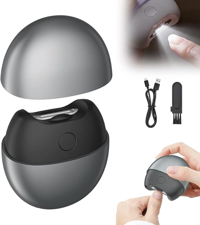 3 in 1 Automatic Electric Nail Clipper, 2026 New Electric Nail Clipper, Automatic Nail Trimmer with Light and Nail Scraps Storage, Electric Toenail Clippers for Seniors Adults (Gray)