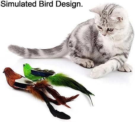 TTcat 2 Pack Realistic Bird Cat Toys, Natural Feather Simulated Bird Kitten Interactive Hunting Play Toy, Lightweight Indoor Cat Exercise Toy for Indoor Cats and Kitten.