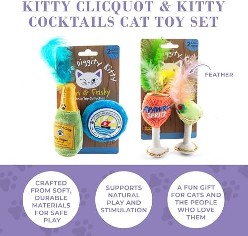 Haute Diggity Kitty Clicquot & Caviar + Kitty Cocktails Soft Plush Cat Toys