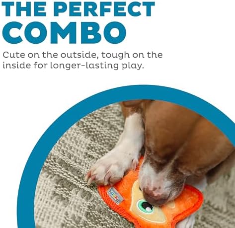 Outward Hound Durablez Minis Tough Chew Plush Squeaky Dog Toy, Fox, 6.3"
