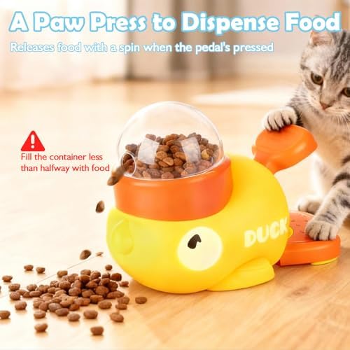 2 in 1 Dog Interactive Treat Dispenser Toy - Durable Food Puzzle Slow Feeder, Duck Shape Enrichment Toys with Button, Mentally Stimulating Toys for Dogs/Cats/Pets
