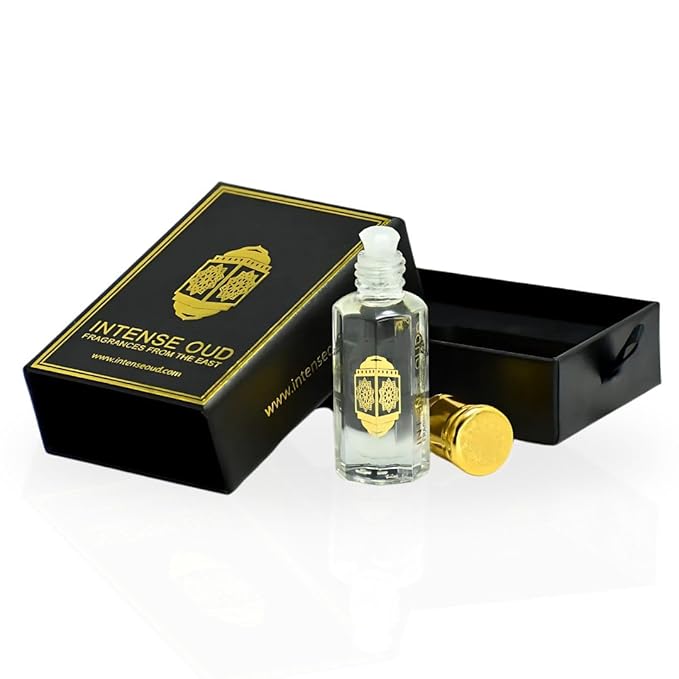 INTENSE OUD Musc Mutasalik Arabian Perfume Oil for Men & Women, Long Lasting Alcohol-Free Concentrated Fragrance,12ml (0.40 oz) in Black Gift Box, White Musk & Rose Notes.