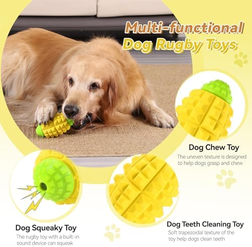 YINEYA Dog Toys for Aggressive Chewers, Tough Squeaker Dog Toys, Yellow