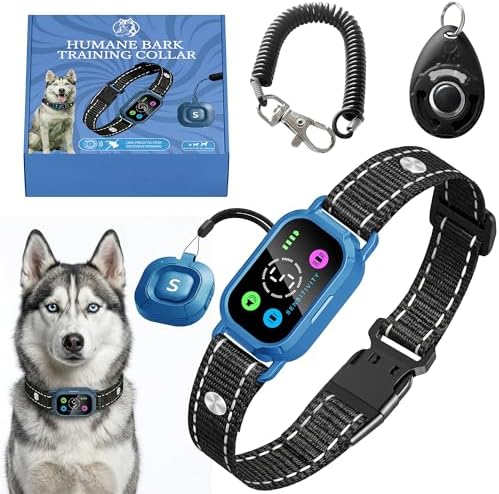 No-Shock: Beep & 2X Vibration Smart Dog Bark Collar| 2-in-1 Auto Anti-Bark & Training E-Collar with Remote| 10lbs+| Small Medium Large Dogs| 4 Humane Modes| Rechargeable| 5 Sensitivities
