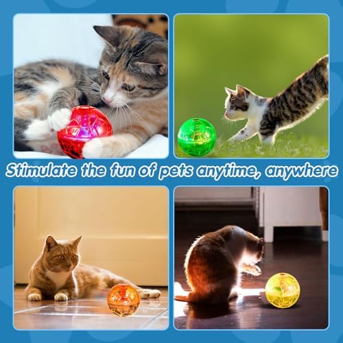 Frienda 4 Pcs Light up Cat Ball LED Motion Ghost Hunting Cat Ball, Classic