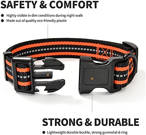 Mile High Life Reflective Dog Collar, Adjustable Lightweight Quick Release
