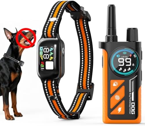 2 in1 Dog Bark and Shock Collar - 4500FT Anti Bark Collar with Remote, 3 Training Modes (Tone, Vibration, Safe Shock), IP67 Waterproof, Portable Training Collar for Medium and Large Dogs (5-120lbs)