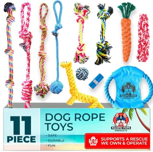 Pacific Pups Products Dog Rope Toys for Medium Dogs, 11 Pack