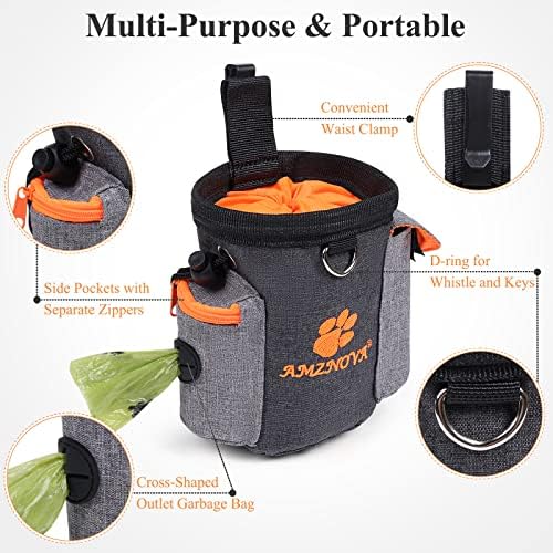 AMZNOVA Dog Treat Pouch Treatnow Dog Treat Bag, 3 Cups, Heather Black