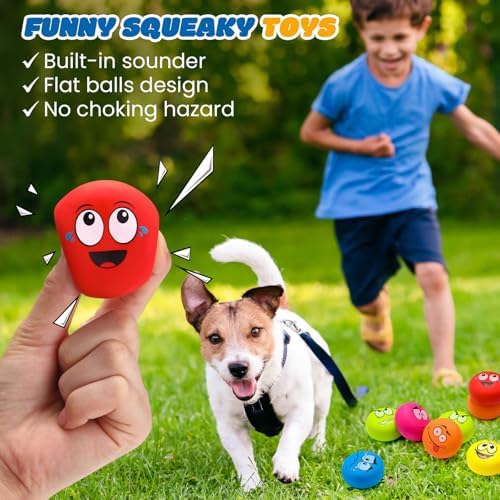 Hungdao 12 Pcs 2.25'' Squeaky Dog Balls, Rubber Latex Toys, Cute Style
