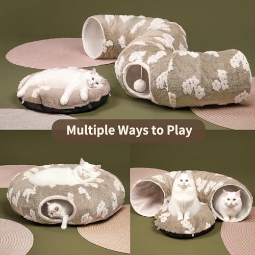 Pesen Cat Tunnel Bed with Soft Cushion for Indoor Cats and Kittens