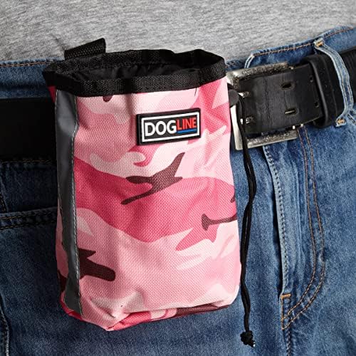 Dogline Dog Treat Pouch: Puppy Training Bag, Pet Kibbles and Snacks Holder, Litter Waste Bags Dispenser with Adjustable Drawstring Closure, Large Capacity with Mesh Pocket, Strong Nylon Material