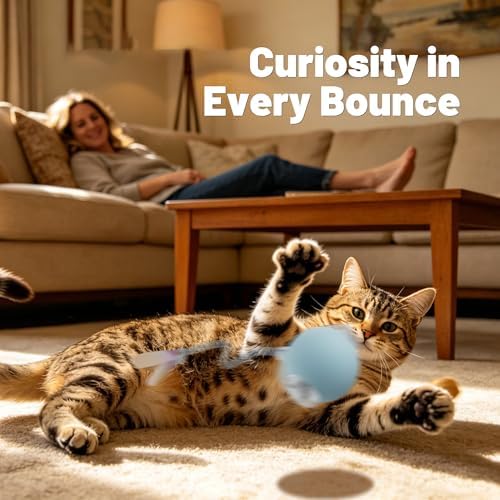 4-Pack Interactive Cat Toys for Indoor Cats, 2 Projection Chase Toys and 2 Automatic Moving Tail Balls, Fun Exercise and Play Set for Cats and Kittens