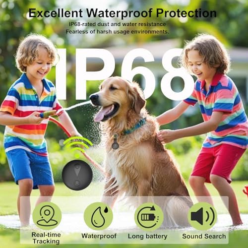Pet GPS Tracker for Dogs,Smart Mini Location Collar Trackers for Cats,Works with iOS Find My,No Monthly Fee Subscription,IP68 Waterproof Real-Time Global Tracking Anti-Lost Device