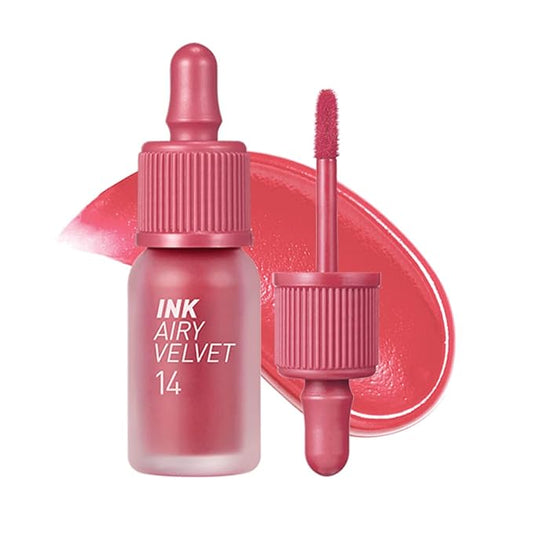 Peripera Ink Airy Velvet Lip Tint | High-Pigmentation, Lightweight, Soft, Moisturizing, Not Animal Tested(014 ROSY PINK)