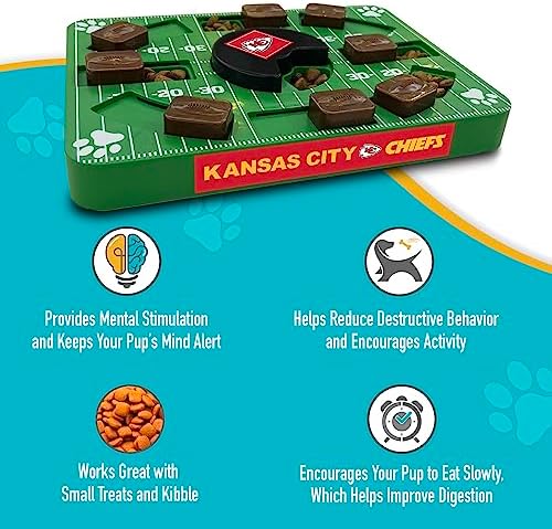 Pets First NFL Kansas City Chiefs Puzzle Toy - Interactive Dog Puzzle Treat Toy