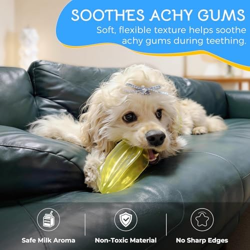 Ruffoo Dog Teething Chew Toy with Built-in Crinkle Paper, Soft TPR Puppy Enrichment Toys for Teething, Boredom Relief, Soothes Achy Gums, Enrichment to Keep Small Dogs and Puppies Busy