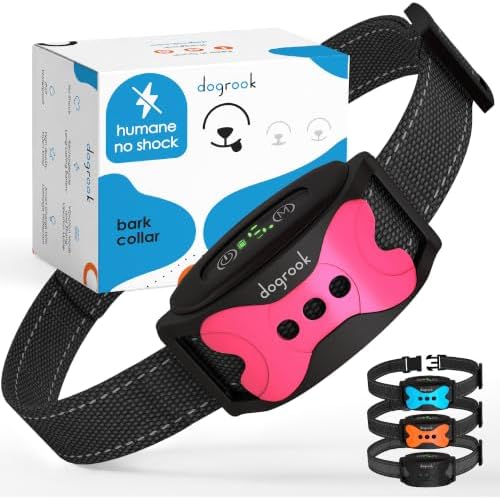 Dogrook Humane No Shock Rechargable Beep & Vibration Bark Collar for Dogs
