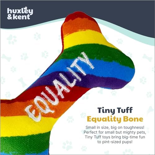 Huxley & Kent Tiny Tuff Plush Dog Toy, Equality Bone