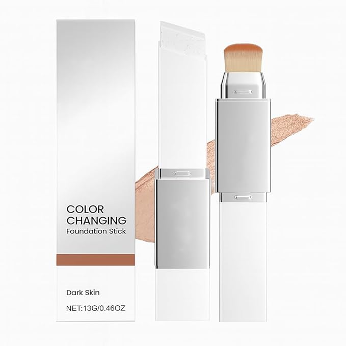 Blanc Cover Cream Stick – Korean Color Changing Foundation Stick with Volufiline & Collagen – Concealer Foundation Sticks for Dewy Skin– Makeup Foundation Stick with Detachable Brush (Dark Skin)