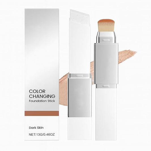Blanc Cover Cream Stick – Korean Color Changing Foundation Stick with Volufiline & Collagen – Concealer Foundation Sticks for Dewy Skin– Makeup Foundation Stick with Detachable Brush (Dark Skin)