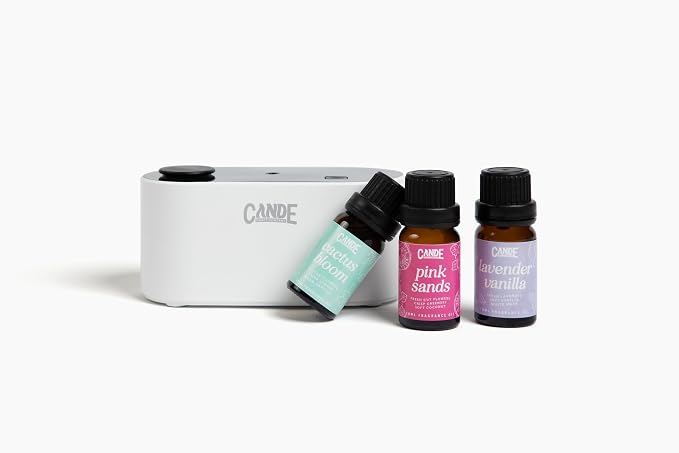 CE CRAFT Waterless Travel Diffuser Gift Set - Rechargeable Diffuser for Aromatherapy - Includes 3 Fragrance Oils - Fragrance Dispenser for Office and Home - Fruity, White