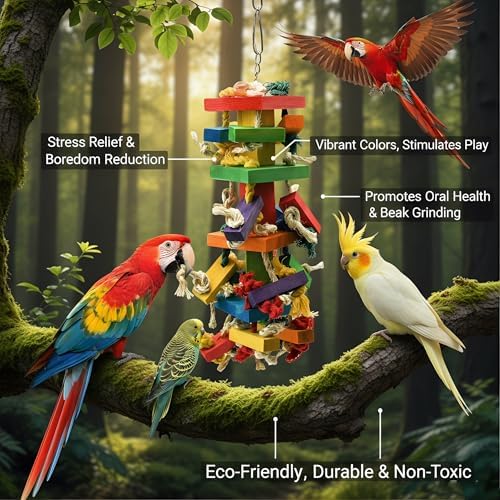 GPY Bird Toys for Parrot, Large Parrot Toys for Cage Macaws Cockatoos