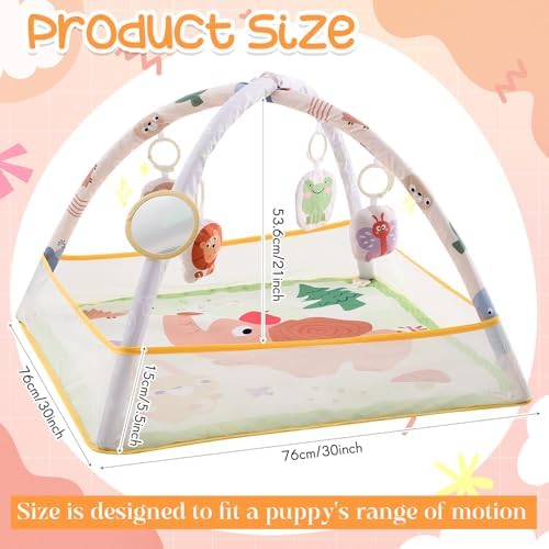 30 x 30 x 21 Inch Puppy Play Gym with 9 Hanging Toys & 18 Ocean Balls – Interactive Activity Mat for Dogs & Cats, Includes Squeaky Plush & Chew Toys – Portable Snuffle Mat for Pets up to 25 Lbs