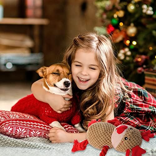 2 Pack Christmas Squeaky Plush Dog Toys for Small Medium Large Dogs, Durable and Indestructible Dog Toys,Stuffed Squeaky Toys for Dogs Puppy Toys Include Cute Snowman and Elk