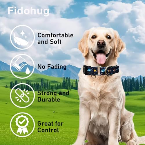 Martingale Dog Collars with Buckle No Slip Training Boy Dog Collar for Medium Dogs (Blue Space, Medium)