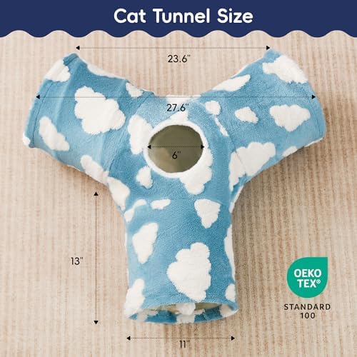 Tempcore Cat Tunnel, 3-Way Collapsible Toy for Indoor Cats, Blue Cloud