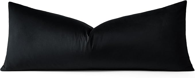 Artscope Luxury Velvet Lumbar Pillow Cover Super Soft Decorative Rectangle Throw Pillow Covers Case Cushion Covers for Sofa Couch Bedroom Car Decor 14x36 Inch Black