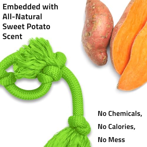 Playology Tug Rope Dog Toys for Large Breeds - Mega, Sweet Potato Scent