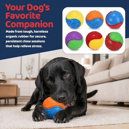 6Pcs Glow Rubber Dog Balls, 2.5 Inch for All Dogs