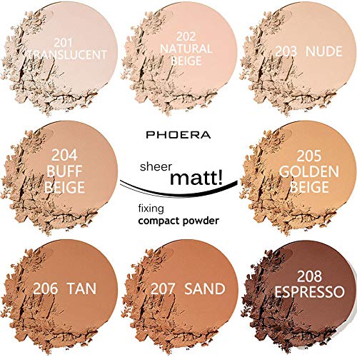 2 Pack Matte Face Powder, Control Oil Brighten Skin Color Cover Blemish Makeup Face Setting Loose Setting Powder Foundation。206-Tan