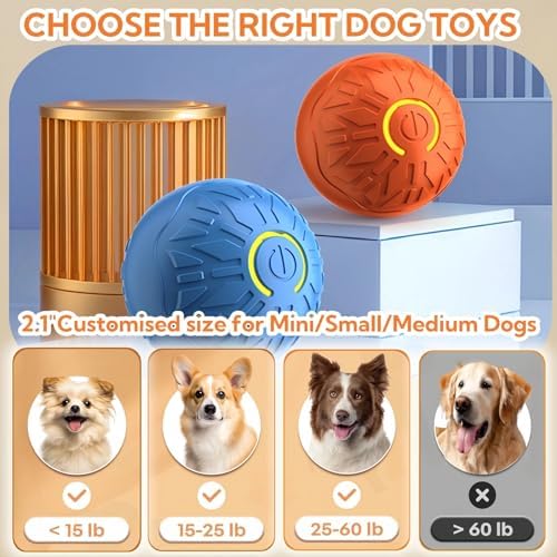 Interactive Dog Toys Dog Balls,Durable Motion Activated Automatic Rolling Ball Toys for/Small/Medium Dogs(Orange+Blue)