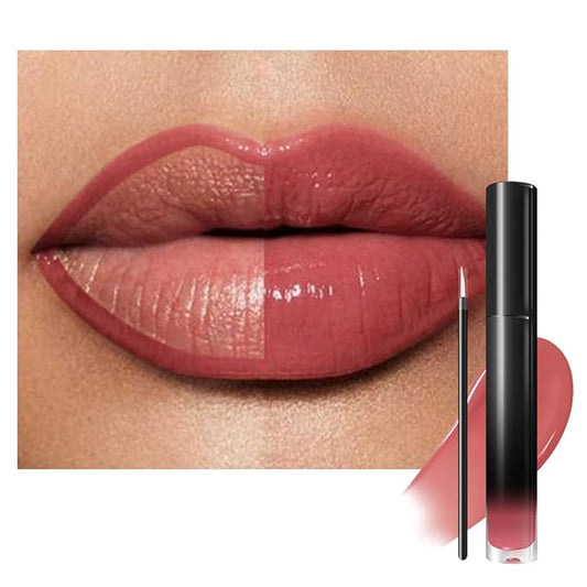 evpct Dirty Pink Shiny Glossy Longwear No-Budge Liquid Lip Color Lipstick Makeup, Highly Pigmented Color Instant Shine, Waterproof Long Lasting Lipstick for Women, Lip Stain Gloss with Lip Liner Brush