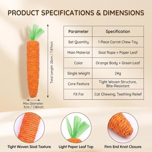 Carrot Shape Cat Teething Toys Orange