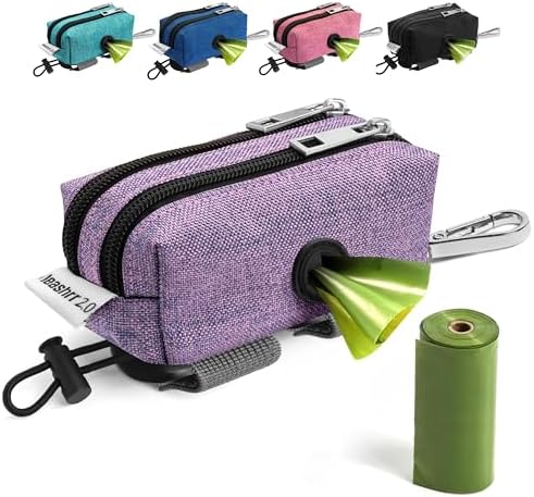 Dog Poop Bag Holder for Leashes and Treat Holder with 2 Waterproof Pouches | Poop Bag Dispenser for Pet Waste Bags and Walking Accessories + 1 Free Roll