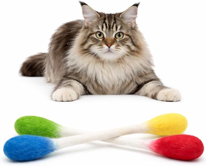 Glaciart One XXL Swabs Cat Toys with Catnip - 2 Pk | Durable for Chew, Cute Cat Toys Interactive Kitty for Boredom, Exercise, & Play | Filled w/Organic Catnip for Anxiety & as Digestive Aid